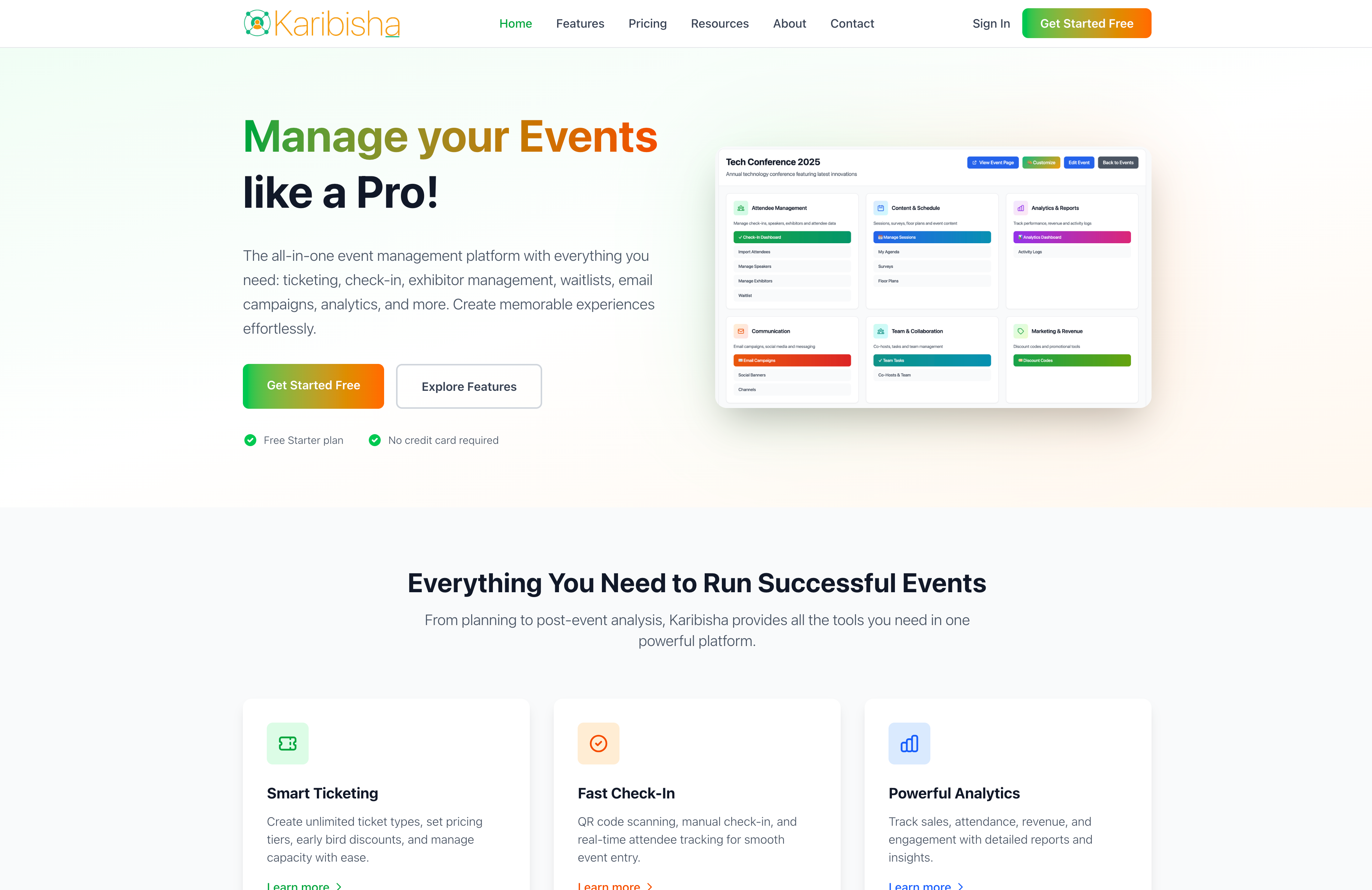 Karibisha Event Management Interface